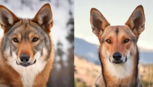 coyote and a hunting dog breed