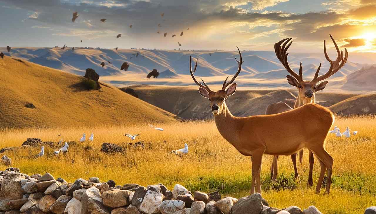 Black Hills of South Dakota, with a herd of mule deer in the distance during hunting season