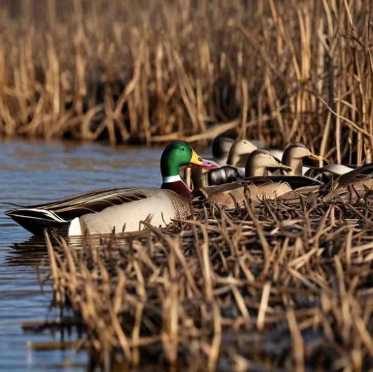 duck decoys placed near water